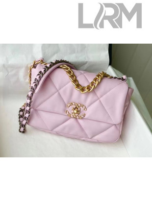 Chanel 19 Goatskin Small Flap Bag AS1160 Pale Pink 2021 TOP