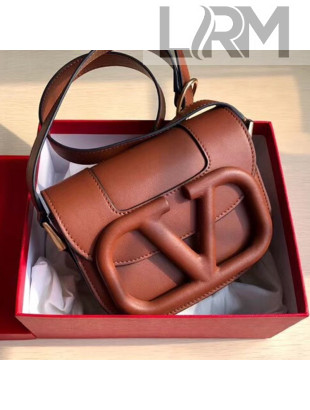 Valentino Supervee Supple Calfskin Maxi-Logo Crossbody Bag 1011S Brown 2020