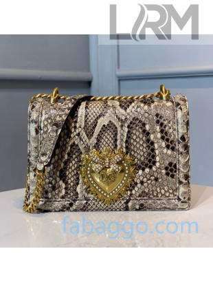 Dolce&Gabbana DG Medium Devotion Shoulder Bag in Pythonskin Leather Nude/Grey 2020
