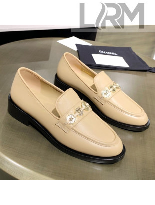 Chanel Calfskin Loafers with Coin Charm G37932 Apricot 2021