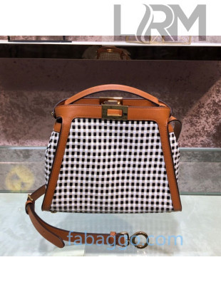 Fendi Peekaboo Iconic Essentially Medium Bag in Check Leather Brown 2020