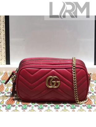 Gucci GG Marmont Leather Mini Shoulder Bag 550155 Red 2019