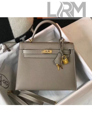 Hermes Kelly 25cm Top Handle Bag in Epsom Leather Asphalt Grey 2020