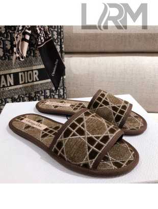 Dior Homey Slipper Sandals in Brown Cannage Embroidery 2020