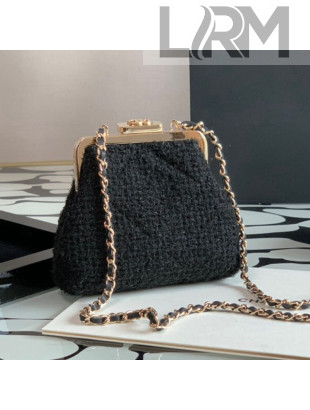 Chanel Tweed Clutch with Chain AP1555 Black 2021