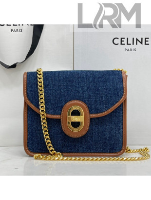 Celine Lutch Sulky Chain Mini Bag in Denim and Calfskin Blue 2021