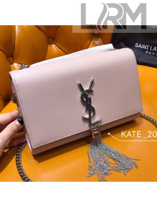 Saint Laurent Kate Small Chain and Tassel Bag in Textured Leather 474366 Pink 2019