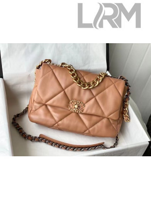 Chanel 19 Goatskin Large Flap Bag AS1161 Caramel Brown 2021 TOP