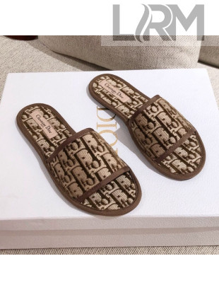 Dior Homey Slipper Sandals in Brown Oblique Embroidery 2020