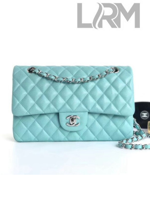 Chanel Caviar Calfskin Medium Classic Flap Bag 1112 Pale Blue (Silver-Tone Hardware)