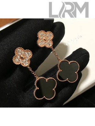 VanCleef&Arpels Single Pendant Clip-on Earrings Rose Gold/Black 2019