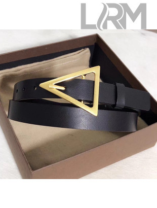 Bottega Veneta Width 2cm Smooth Calfskin Belt With Signature Triangular Buckle Black 2020