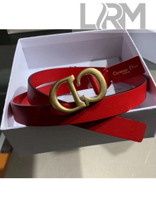 Dior Width 2cm Calfskin Belt With CD Buckle Red 02 2020