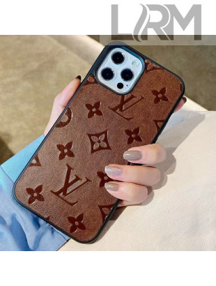 Louis Vuitton Monogram Leather iPhone Case Dark Brown 2021