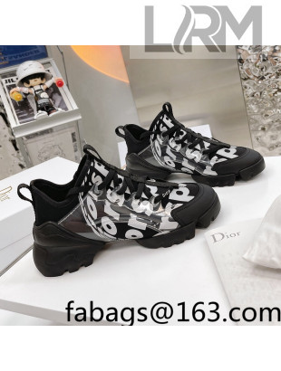 Dior D-Connect Sneakers in Printed Reflective Technical Fabric Black 2021