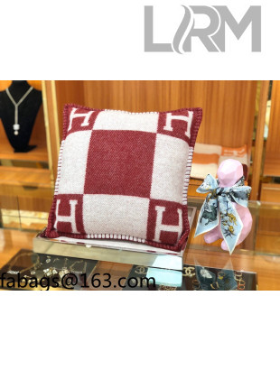 Hermes Avalon Wool Pillow 45x45cm Burgundy 2021 110214