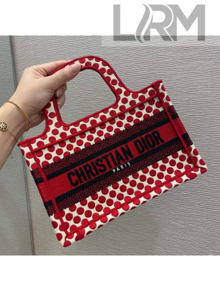 Dior Dioramour Book Tote Mini Bag in Red Dotted Canvas 2020