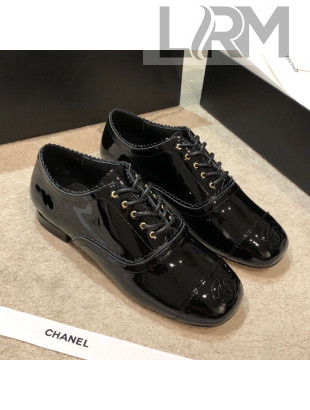 Chanel Patent Leather Lace-ups G36483 Black 2020