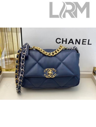 Chanel 19 Goatskin Small Flap Bag AS1160 Navy Blue 2021 TOP