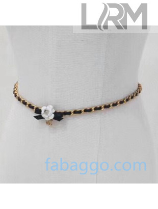 Chanel Bow and Camellia Chain Belt AB4588 Black/Gold 2020
