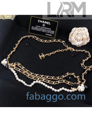 Chanel Bow and Camellia Chain Belt AB4589 Black/Gold 2020