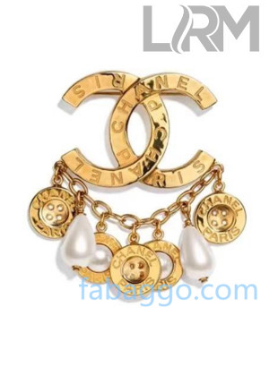 Chanel Button Chain Brooch AB4453 Gold 2020