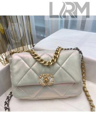 Chanel 19 Iridescent Calfskin Flap Bag AS1160 White 2021 TOP