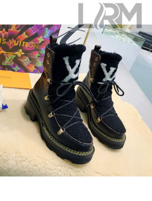 Louis Vuitton LV Beaubourg Short Boots in Leather and Shearling Wool 1A8CUQ Black 2020