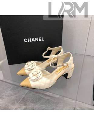 Chanel Quilted Lambskin Open Shoe/Slingback Pumps 5cm G38365 White 2021 