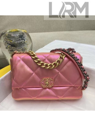 Chanel 19 Iridescent Calfskin Large Flap Bag AS1161 Pink 2021 TOP