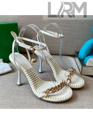 Bottega Veneta Dot Leather Chain Sandals 9cm White 2021