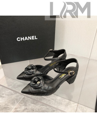 Chanel Quilted Lambskin Open Shoe/Slingback Pumps 5cm G38365 Black 2021 