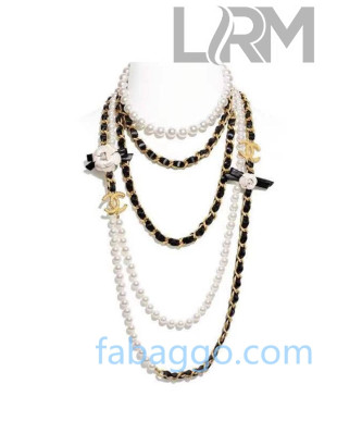Chanel Bow and Camellia Long Necklace AB4465 2020