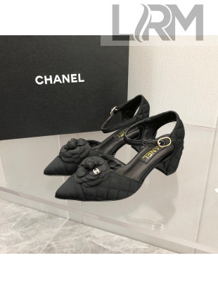 Chanel Quilted Grosgrain Open Shoe/Slingback Pumps 5cm G38365 Black 2021 