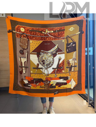 Hermes Cashmere and Wool Scarf HS121421 Orange 2020