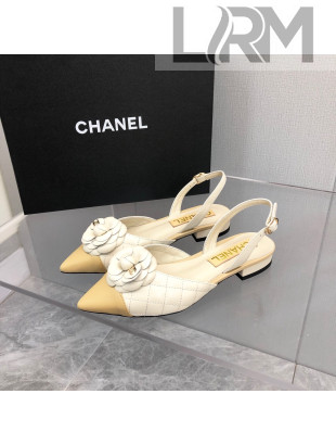 Chanel Quilted Lambskin Open Shoe/Slingback Pumps 2cm G38362 White 2021 