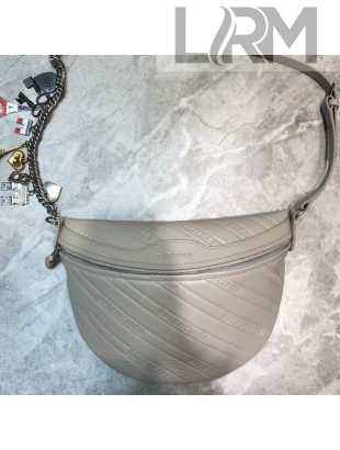 Balenciaga Embossed Logo Souvenir XS Belt Bag Light Grey 2019