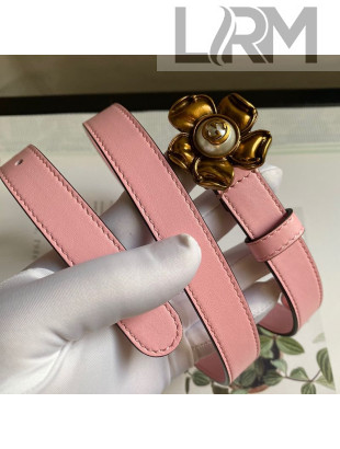 Gucci Calfskin Belt 20mm with Flower Buckle Pink 2020