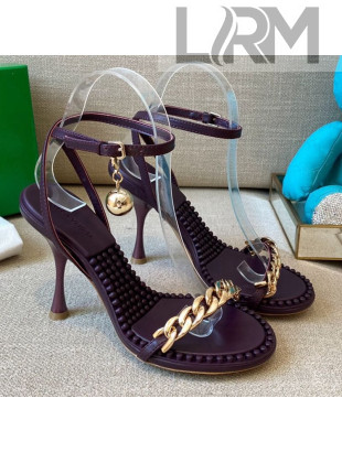 Bottega Veneta Dot Leather Chain Sandals 9cm Gumdrop Purple 2021