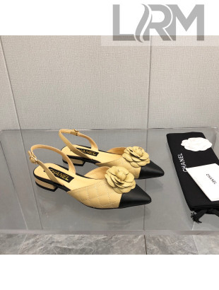 Chanel Quilted Lambskin Open Shoe/Slingback Pumps 2cm G38362 Beige 2021 