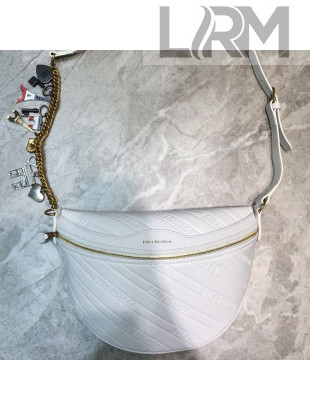 Balenciaga Embossed Logo Souvenir XS Belt Bag White 2019