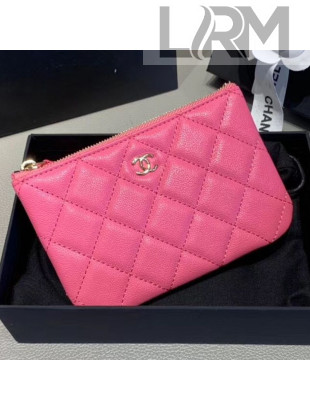 Chanel Quilted Grained Leather Classic Small Slim Pouch A82365 Pink 2019