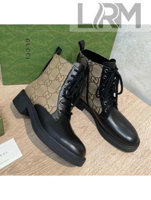 Gucci GG and Leather Lace-up Ankle boot Black 2021