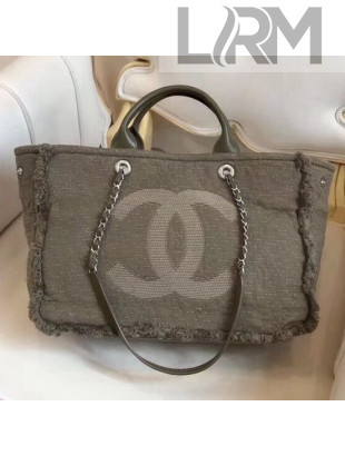 Chanel Denim Canvas Deauville Large Shopping Tote Bag Olive 2018