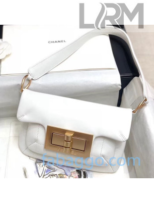 Chanel Calfskin Small Flap Hobo Bag White 2020