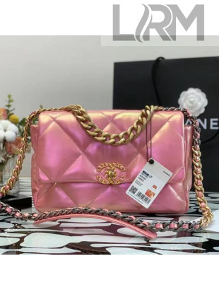 Chanel 19 Iridescent Calfskin Large Flap Bag AS1161 Pink 2021