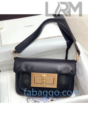Chanel Calfskin Small Flap Hobo Bag Black 2020