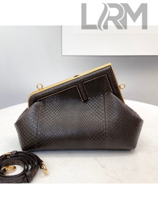 Fendi First Small Snakeskin Leather Bag Coffee Brown 2021 80018M