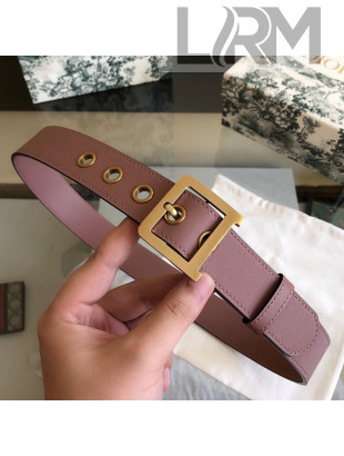 Dior Leather Belt 34mm with Frame Buckle Dusty Pink 2020