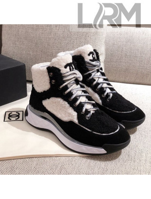 Chanel Shearling Wool Short Boots White/Black 04 2020
